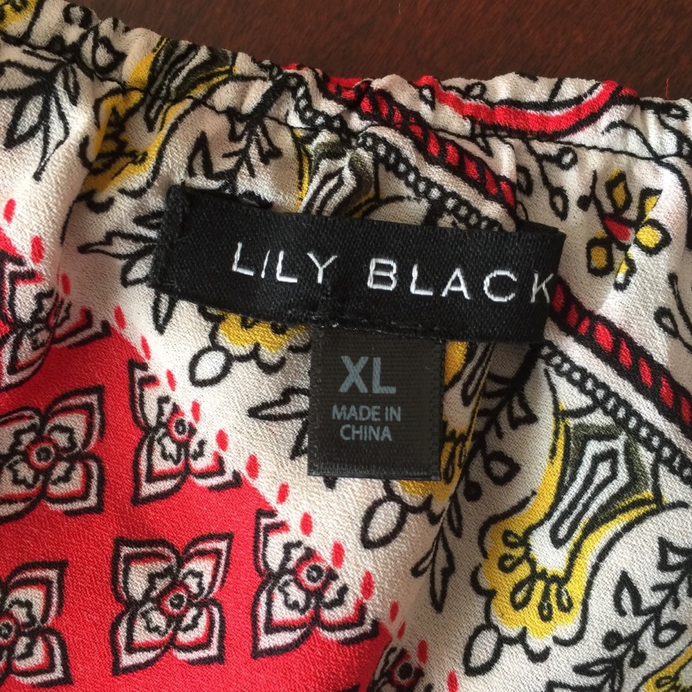 Lily Black Ruffle One Shoulder Floral Top Size XL - Picture 6 of 8